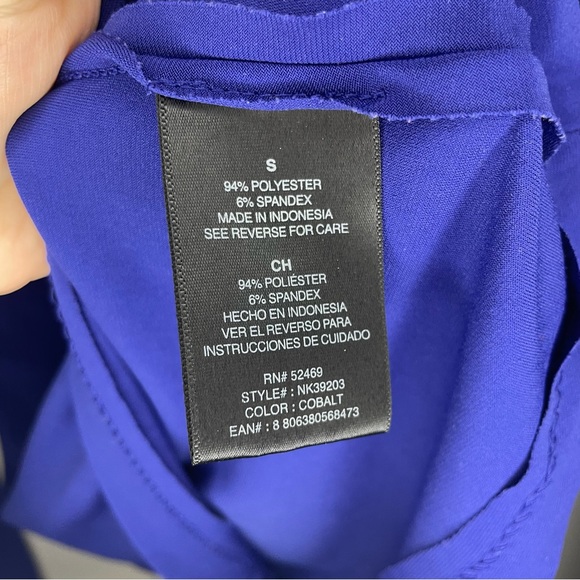 Norma Kamali Royal Blue Soft Draped Cowl Neck Blouse Size S - Picture 3 of 5